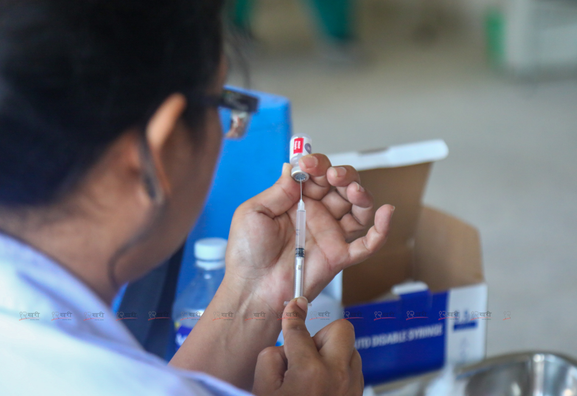 उदयपुरमा एचपीभी खोप लगाइँदै